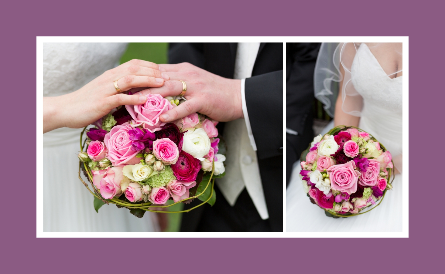 Brautstrauß aus Rosen und Ranunkeln in Rosa und Weiß 