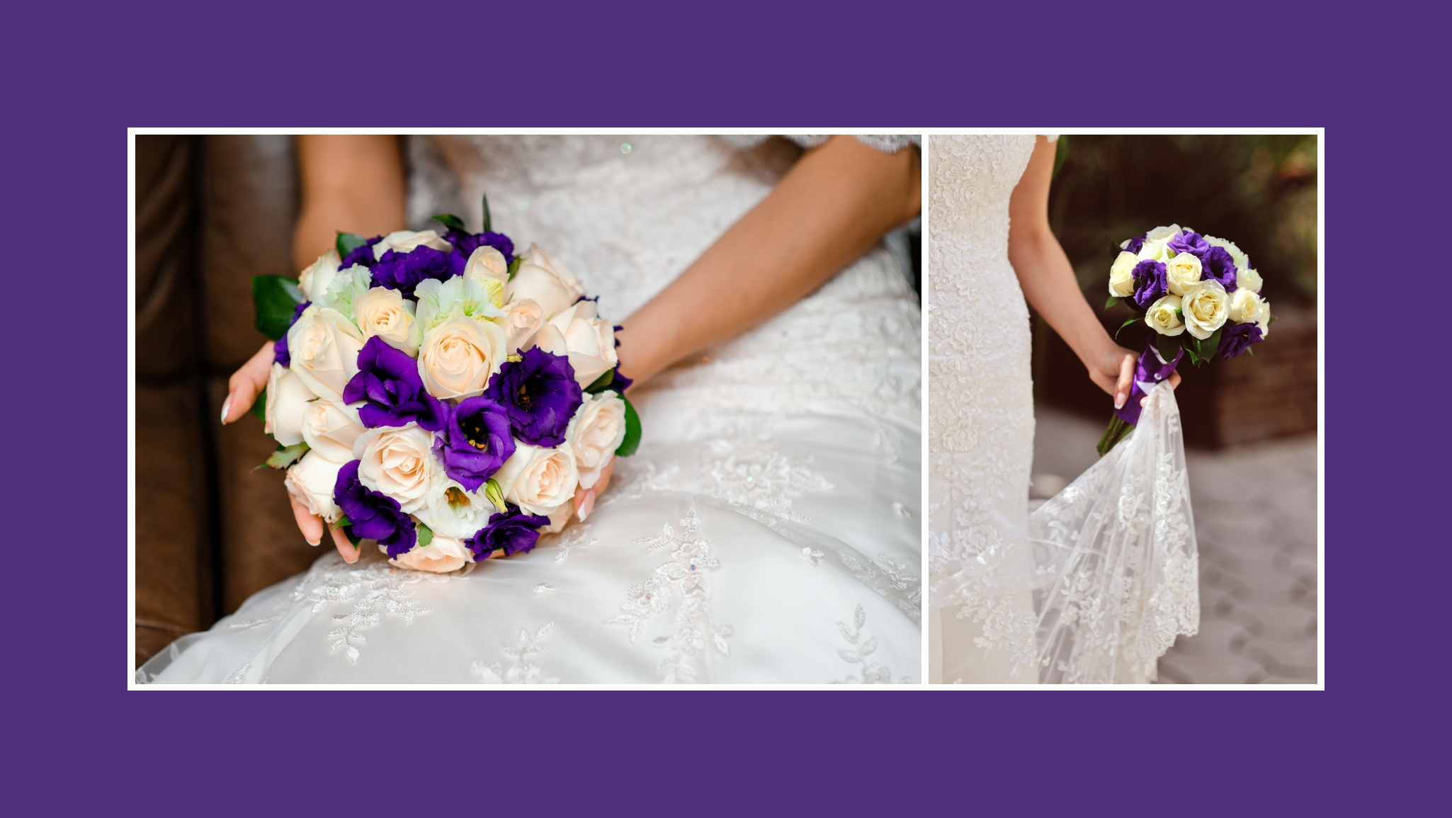 Brautstrauß Lila-Violette-cremefarbene Rosen
