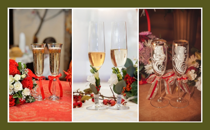 Die Leidenschaft des Herzens: Champagnergläser im roten Design