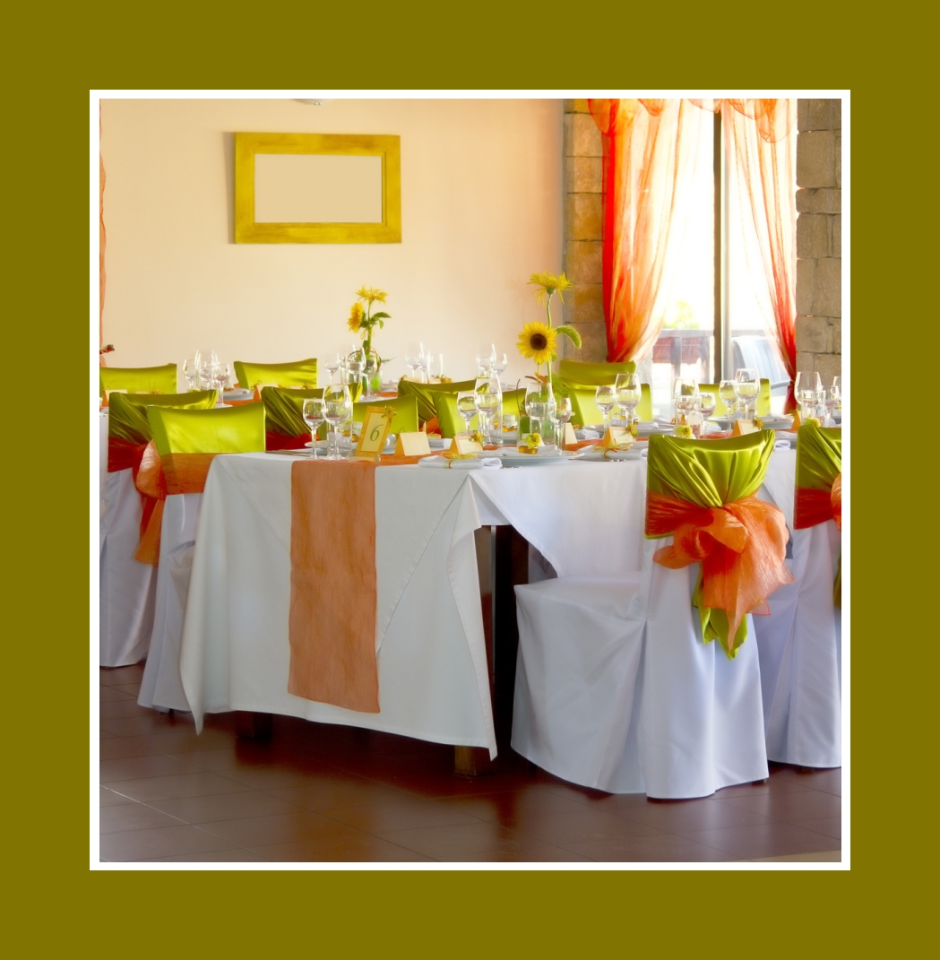 Tischdeko Olive-Grün-Orange-Hochzeit-Geburtstag