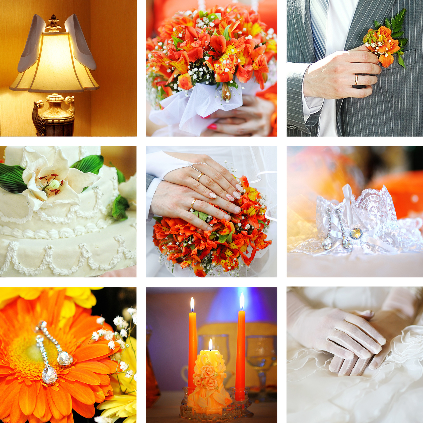 Hochzeitsmotto Orange-Dunkelgrasgrün & Weiß