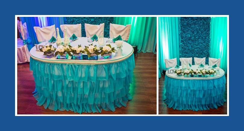 Mint-Türkise Hochzeit mit runden Tischen